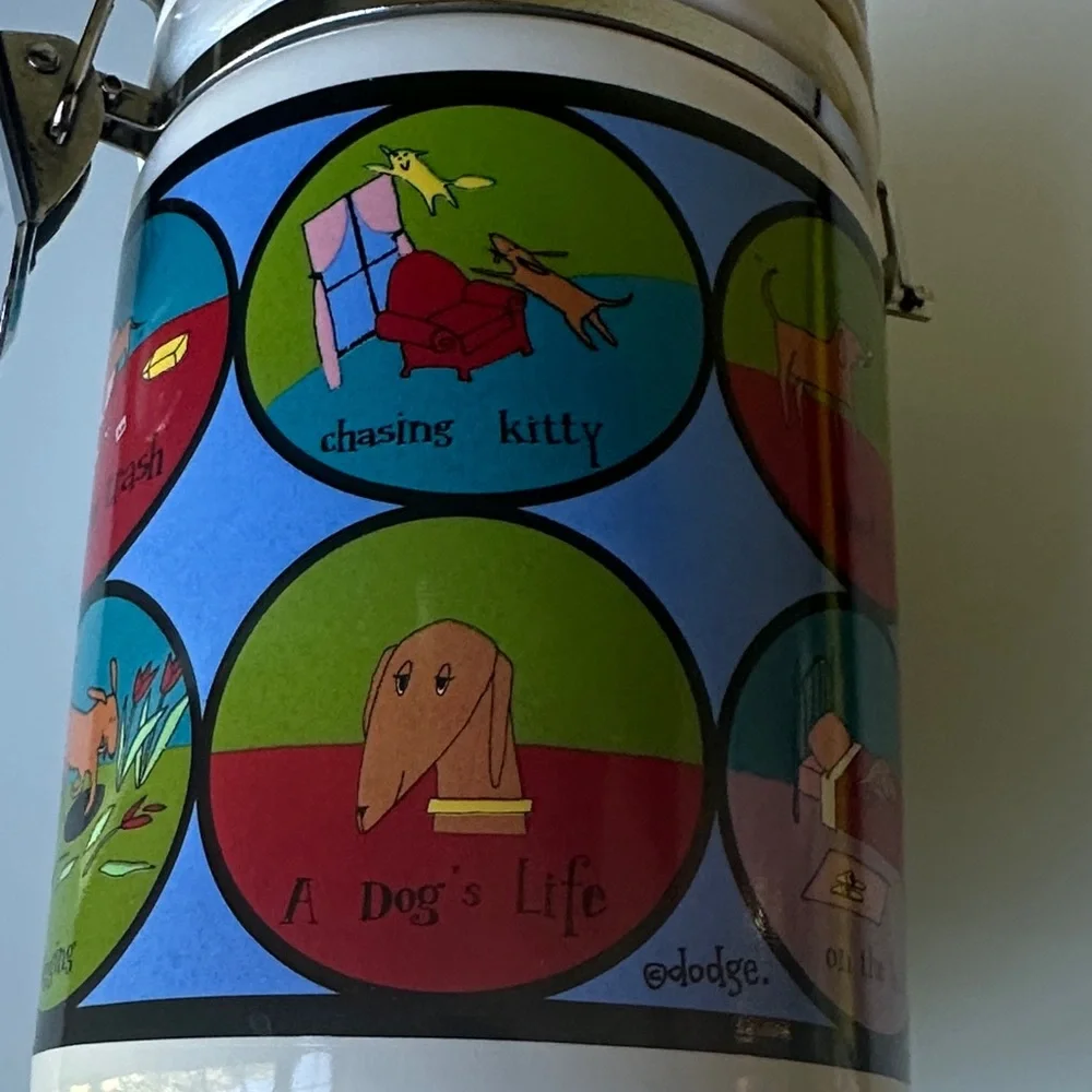 A Dog's Life by Ursula Dodge Design Ceramic Dog Food or Treat Container